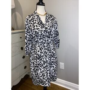 Merona Womens Dress XS Black and Cream 3/4 Sleeves Roll tab